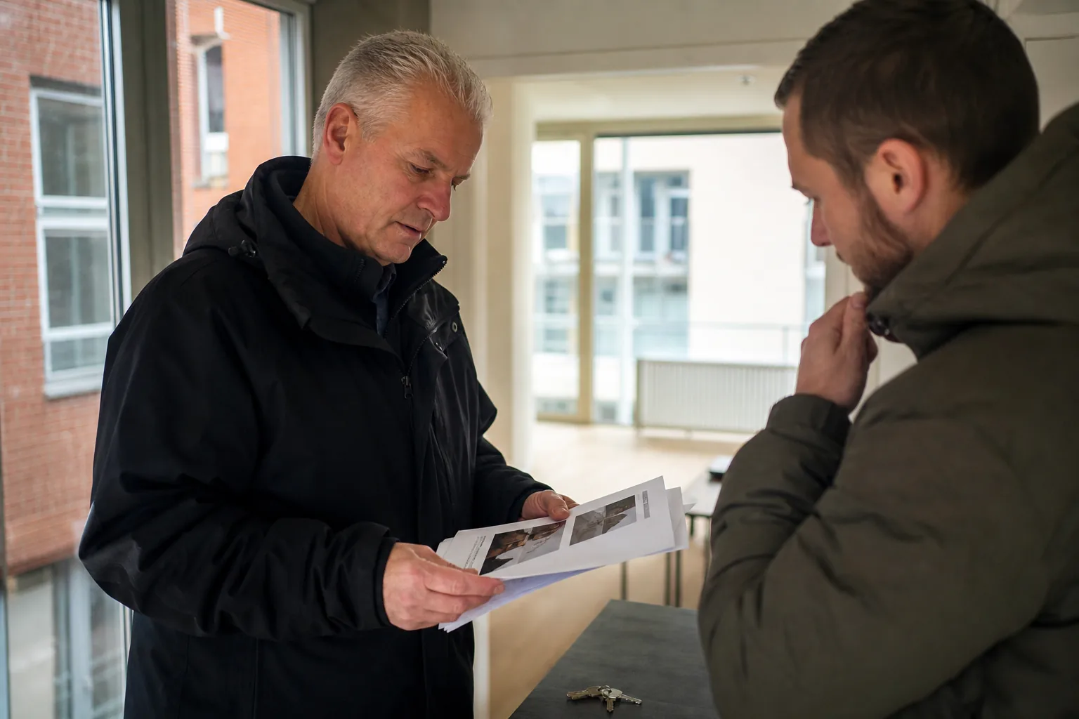 Een Nederlandse woning met sleutels en papieren. Beeld bij het artikel: Waardoor ontstaat er achteraf discussie over een aankoopkeuringsrapport dat jij hebt ondertekend?