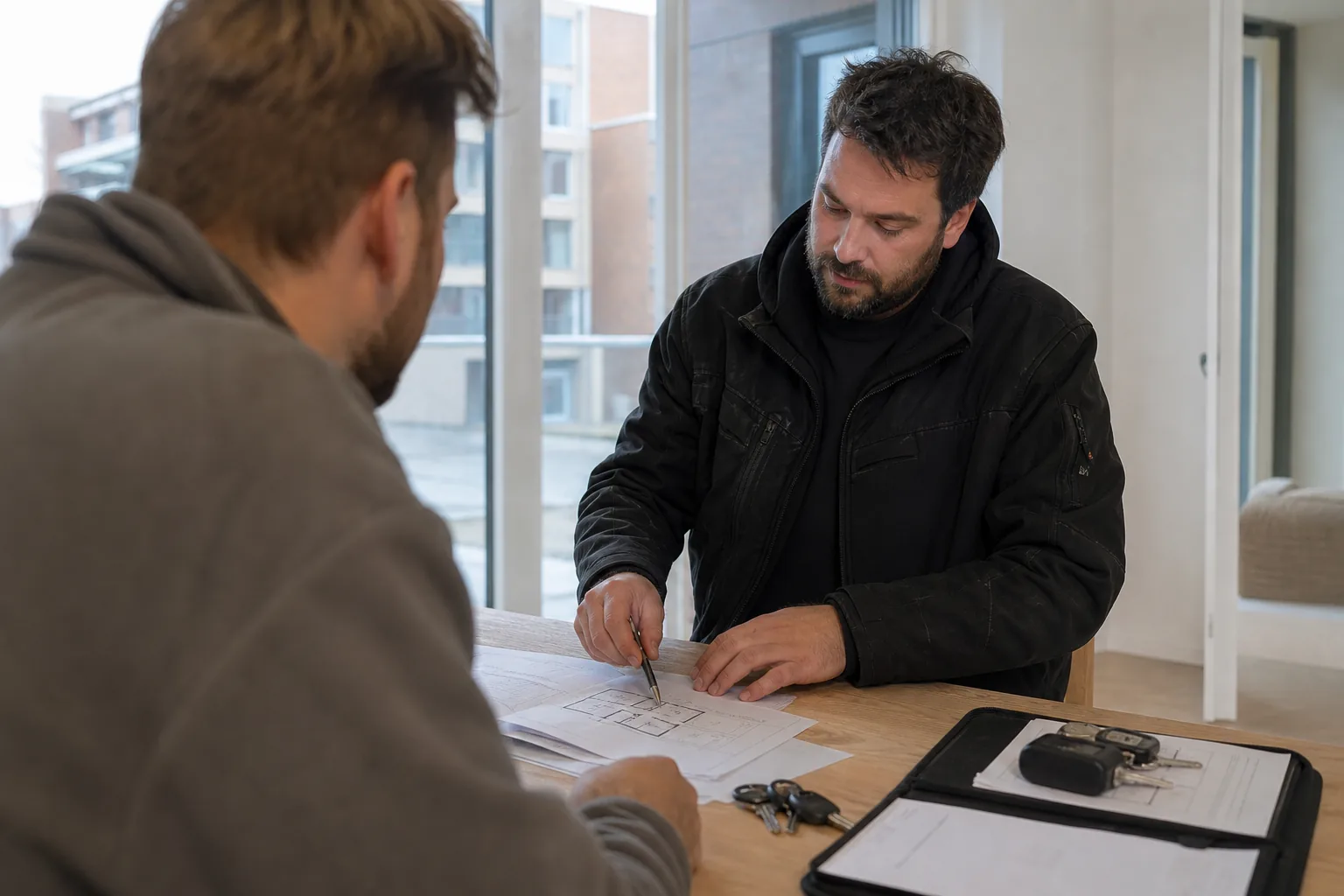 Een Nederlandse woning met sleutels en papieren. Beeld bij het artikel: Waarom verandert het werk van de bouwkundig keurder door verduurzaming en de Wkb?